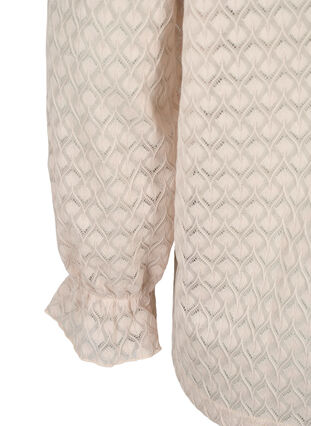 Langærmet bluse med mønstret tekstur, Whisper Pink, Packshot image number 3
