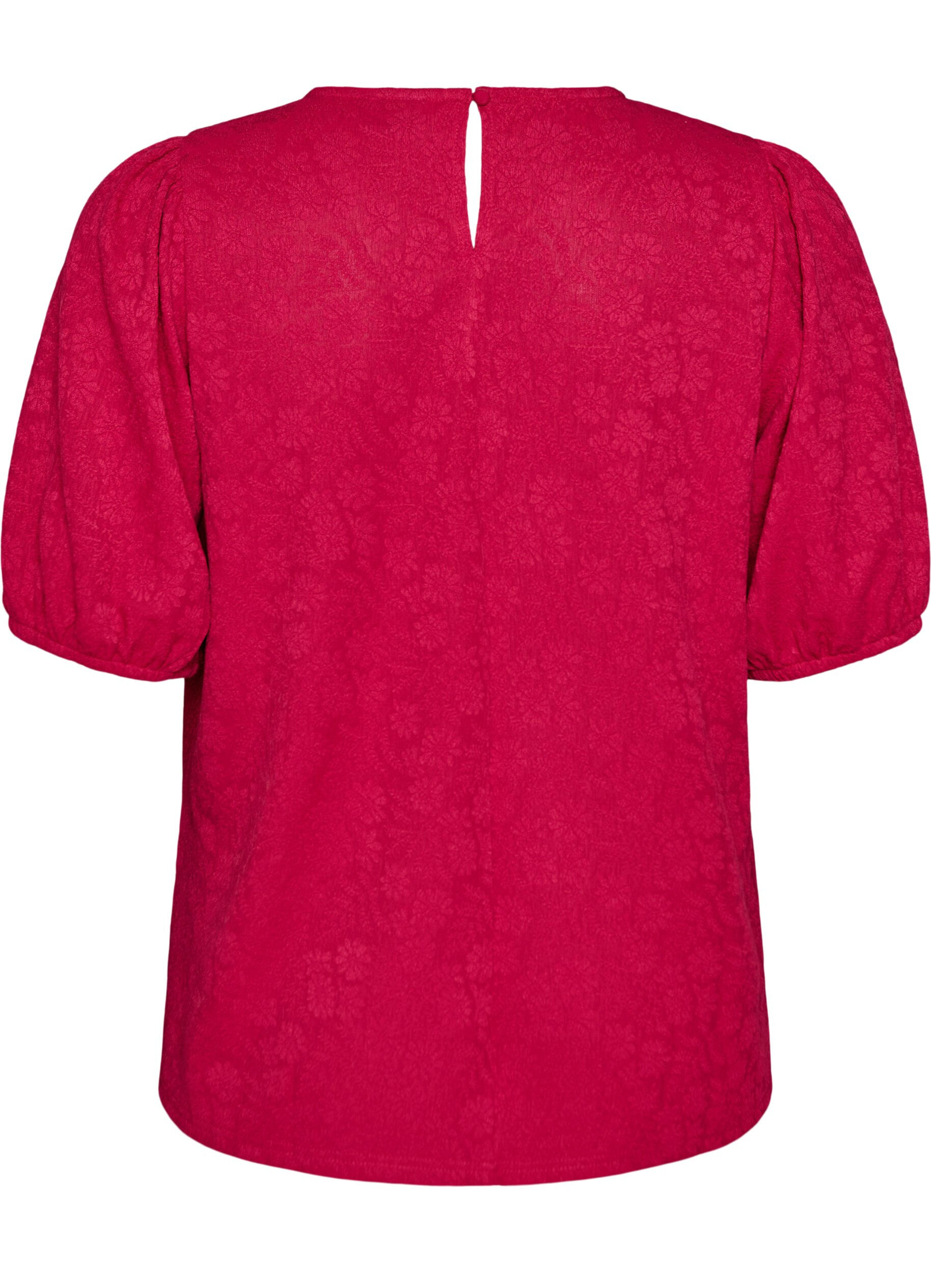 ZizziBluse med struktur og korte &aelig;rmer, Lyser&oslash;d, Packshot image number 1