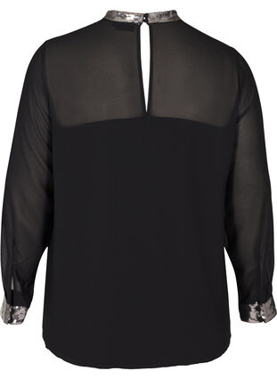 Bluse med pailletter, Black, Packshot image number 1