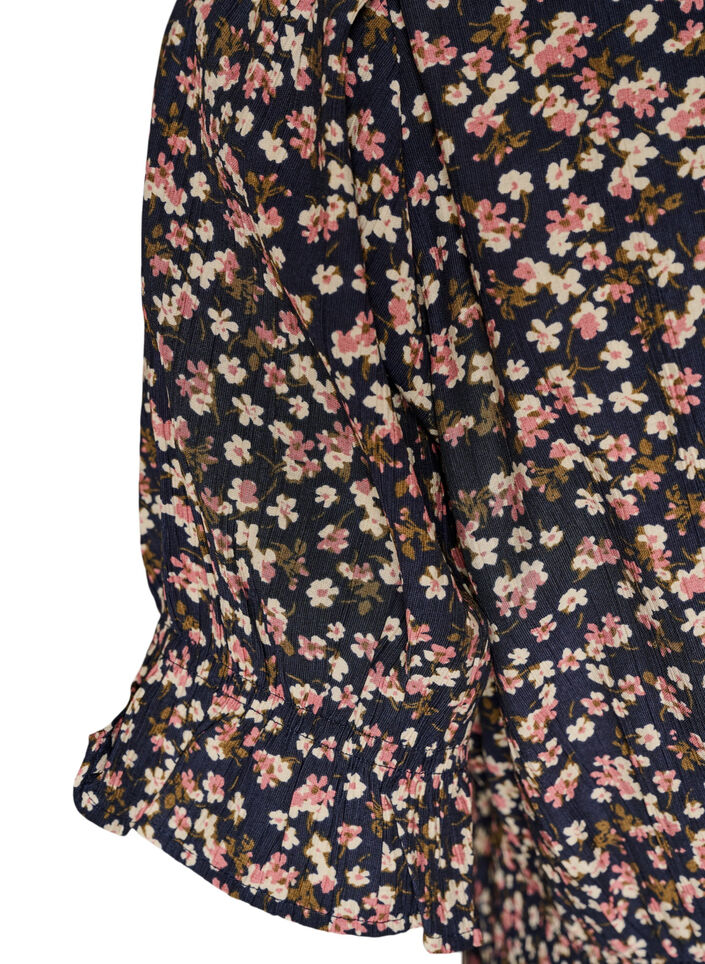 Kort kjole i viskose med fl&aelig;sedetaljer, Bl&aring;, Packshot image number 3
