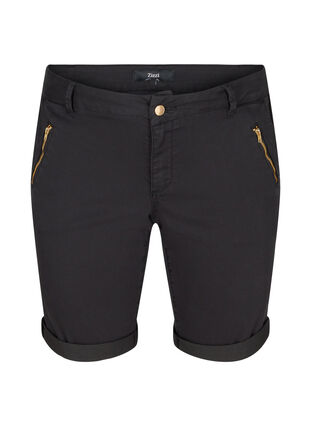 Tætsiddende shorts med lommer, Black, Packshot image number 0