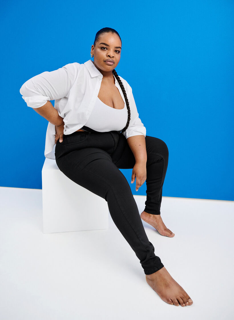 Stay black Amy jeans med høj talje, Sort, Image image number 0