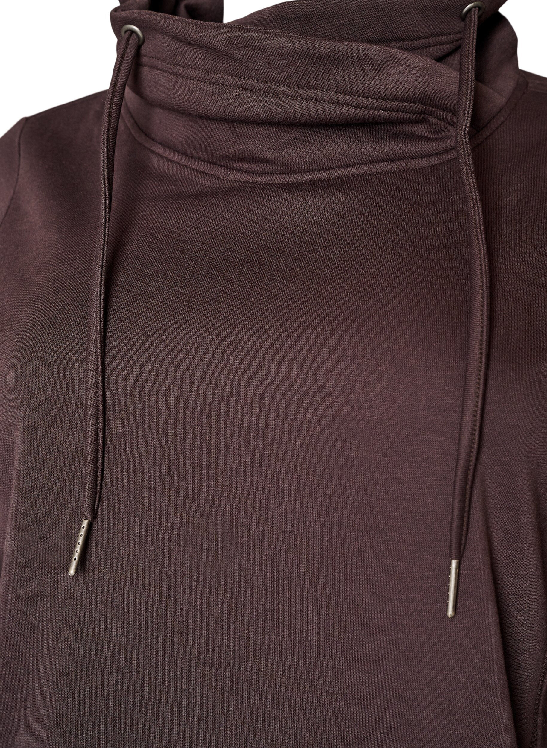 ZizziSweatshirt med h&oslash;j krave og lommer, Brun, Packshot image number 2