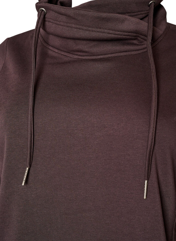 Sweatshirt med h&oslash;j krave og lommer, Brun, Packshot image number 2