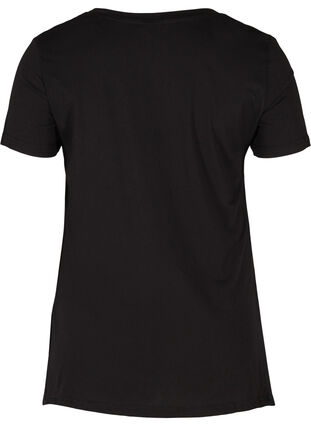 Kortærmet bomulds t-shirt med a-form , Black GLAMOROUS, Packshot image number 1