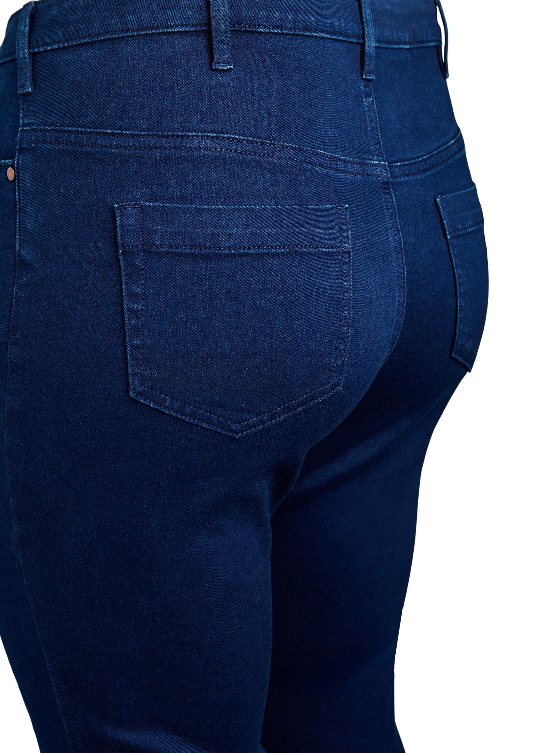 Zizzi H&oslash;jtaljede Amy capri jeans med super slim fit, Bl&aring;, Packshot image number 3