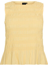 Smocktop med b&aring;dudsk&aelig;ring peplumkant, Gul