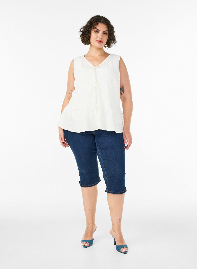 &AElig;rmel&oslash;s bluse med struktur og sl&oslash;jfelukning, Vanilla, Model image number 1