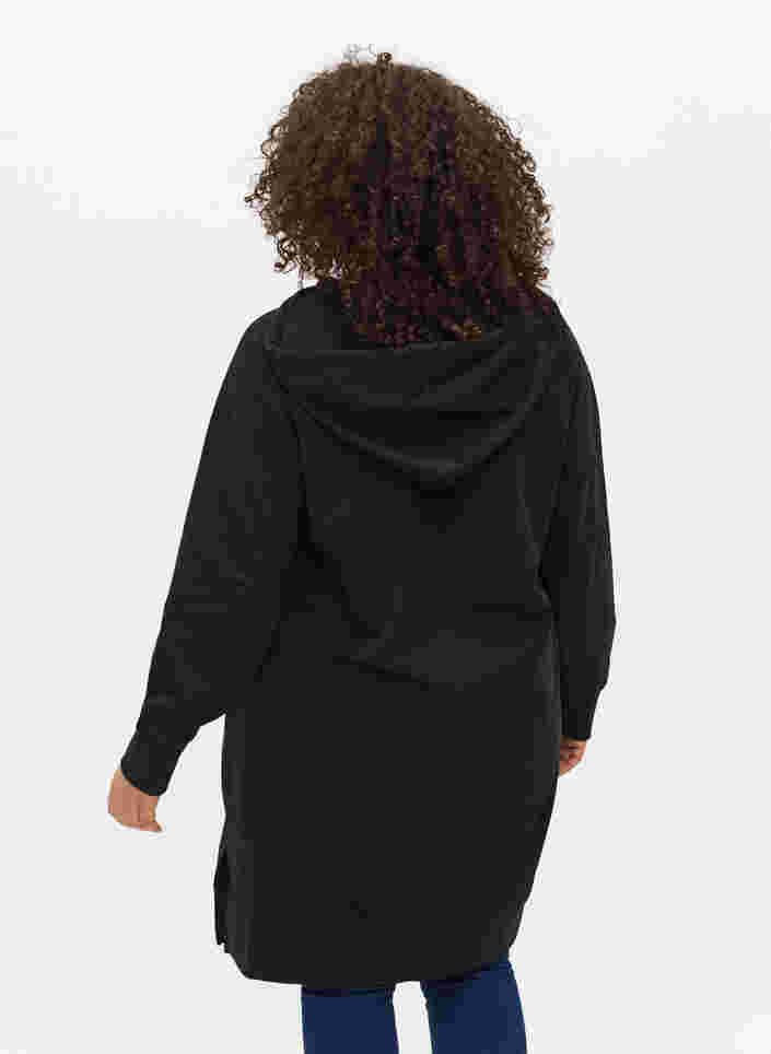 Sweatkjole med hætte, Black Solid, Model image number 1