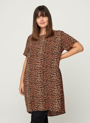 Kortærmet tunika med leopard print, Leopard AOP, Model image number 0