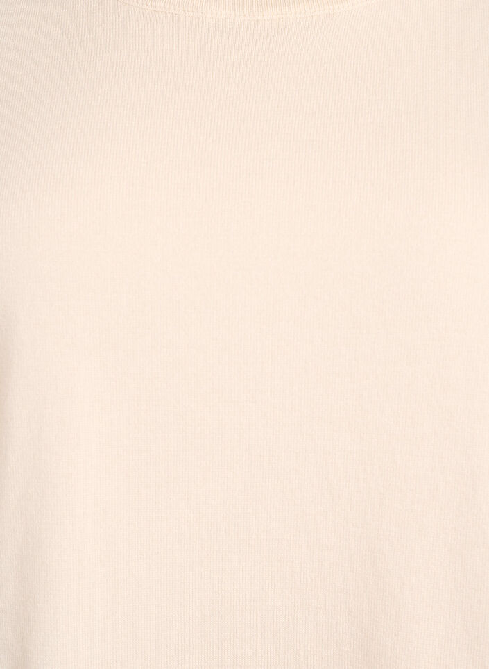 Finstrikket bluse med korte &aelig;rmer, Beige, Packshot image number 2
