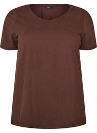 Ensfarvet basis t-shirt i bomuld, Brun