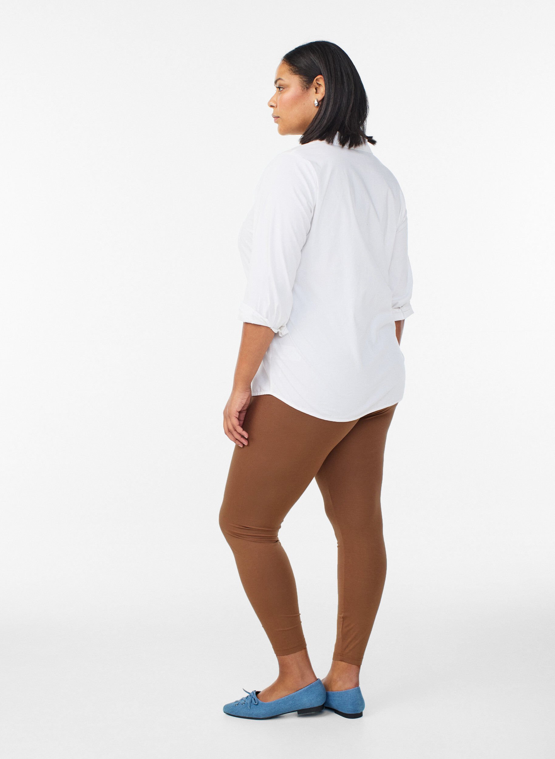 Zizzi Basis leggings i viskose, Brun, Model image number 2