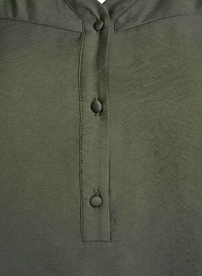 Viskosebluse med smock og rynkedetaljer, Grøn, Packshot image number 2