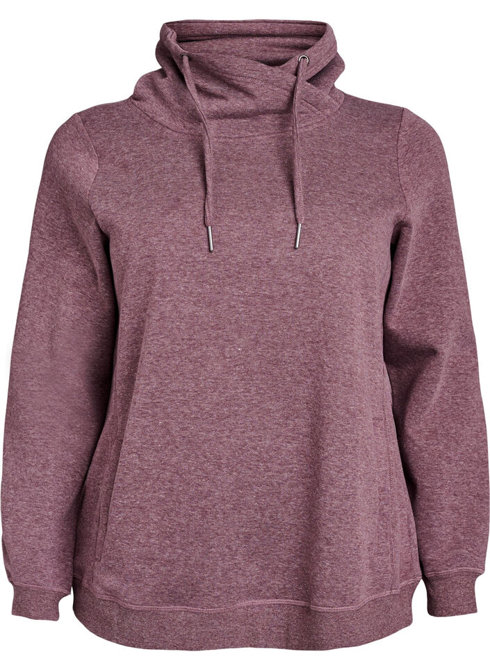 Sweatshirt med h&oslash;j krave og lommer, R&oslash;d, Packshot image number 0
