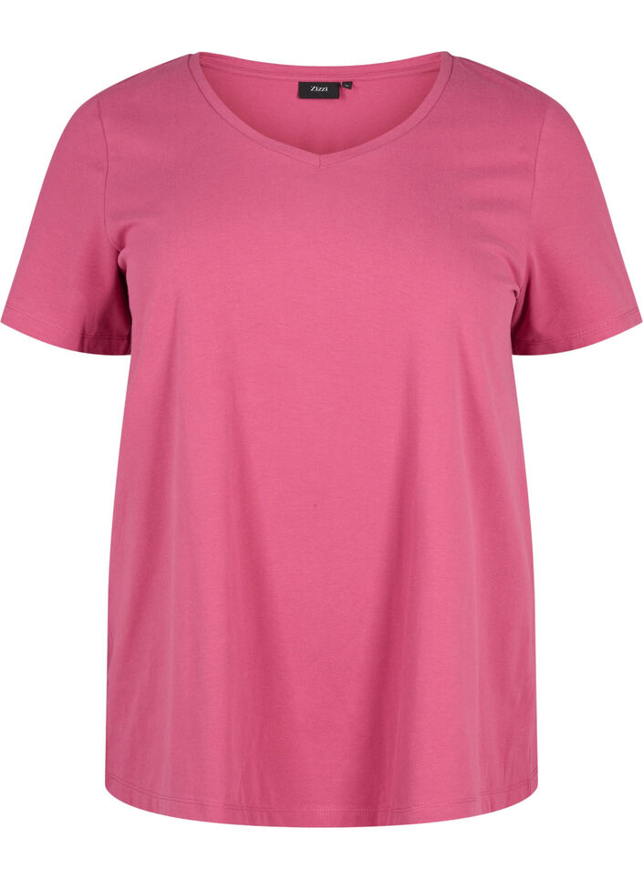 Ensfarvet basis t-shirt i bomuld, R&oslash;d, Packshot image number 0