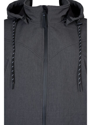 Softshell jakke med aftagelig hætte, Dark Grey Melange, Packshot image number 2