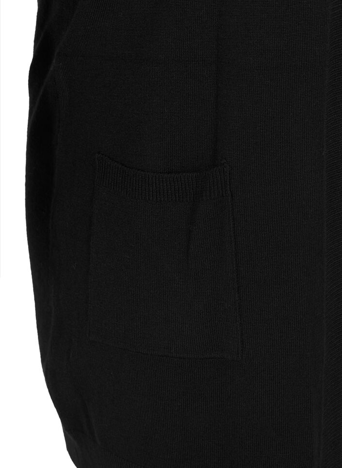 Lang strikcardigan i viskosemix., Sort, Packshot image number 3
