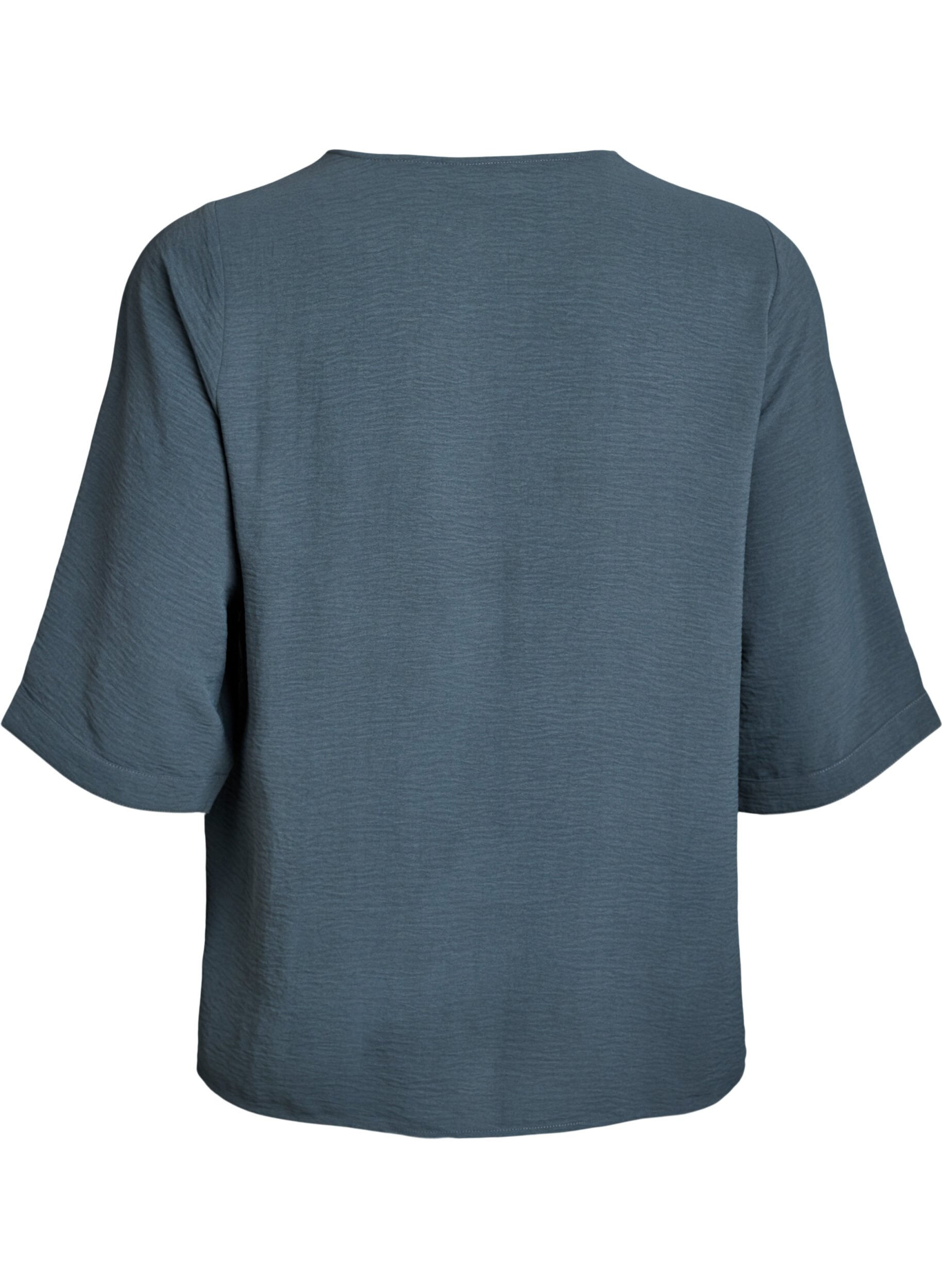 ZizziSkjortebluse med V-udsk&aelig;ring og 3/4-&aelig;rmer, Gr&oslash;n, Packshot image number 1