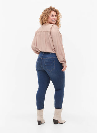 Super slim Amy jeans med høj talje, Blue denim, Model image number 1