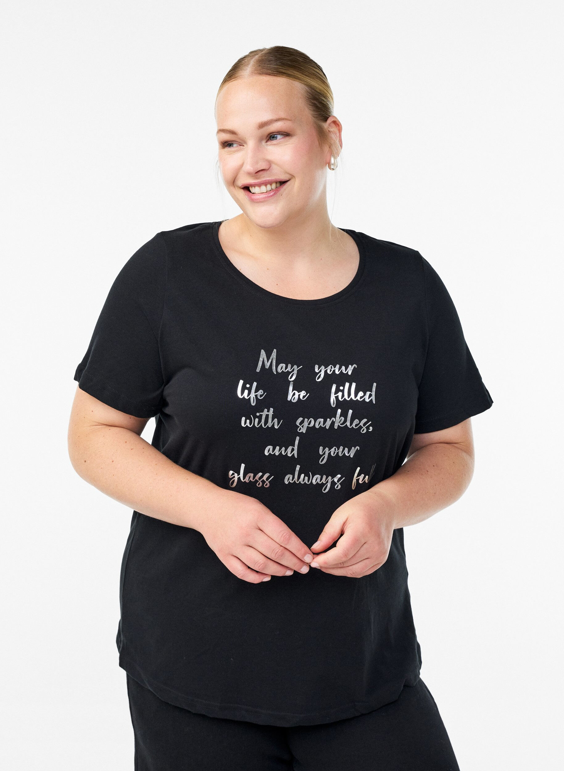 FLASH - T-shirt med motiv, Sort, Model