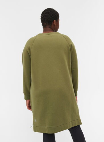 Sweatkjole med lommer og slids, Olive Drab, Model image number 1