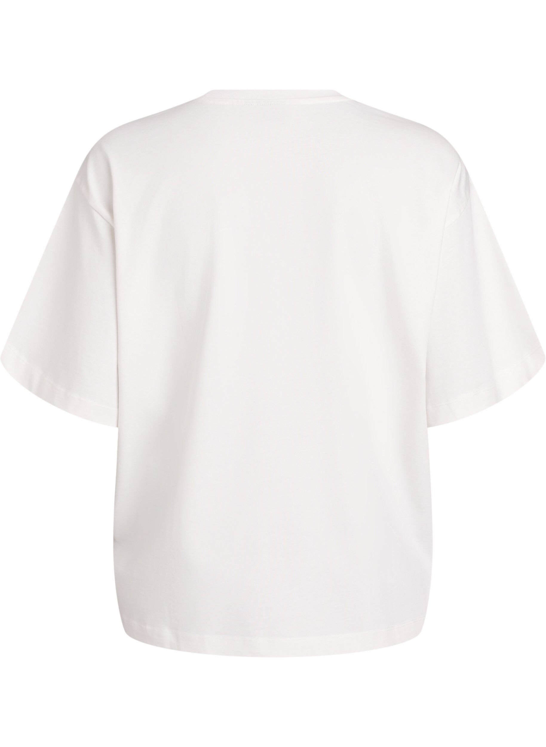 Zizzi Oversize t-shirt med 1/2 &aelig;rmer, Hvid, Packshot image number 1