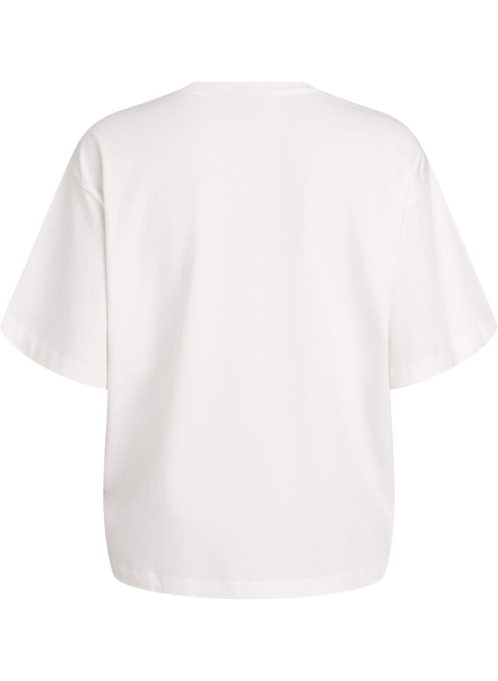 Oversize t-shirt med 1/2 ærmer, Hvid, Packshot image number 1