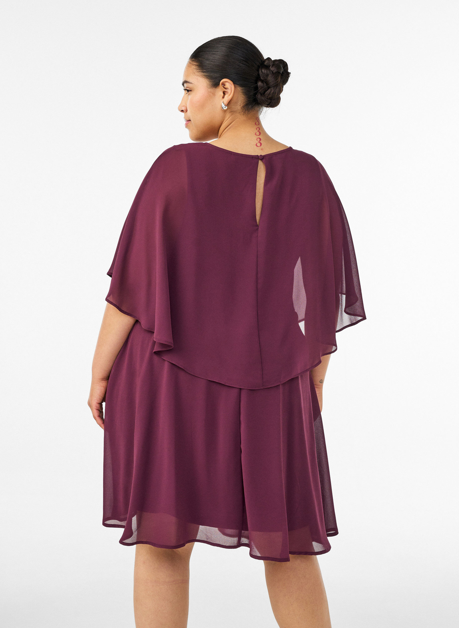 ZizziKort chiffon festkjole med lag-p&aring;-lag effekt, R&oslash;d, Model image number 2