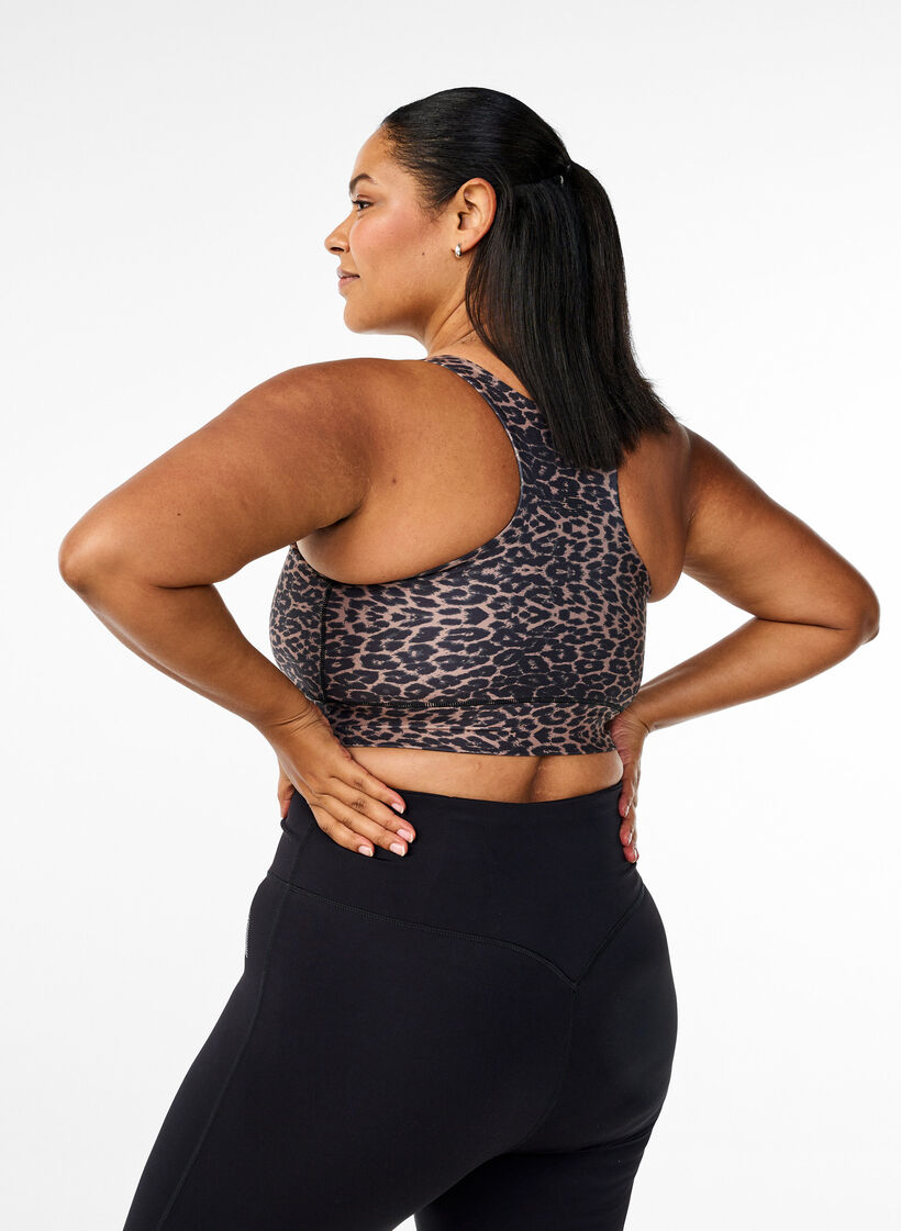 Racerback sports bh med leoprint, Brun, Model image number 2