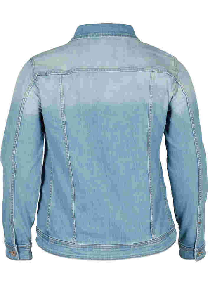 Lys denim jakke med brystlommer, Light blue denim, Packshot image number 1