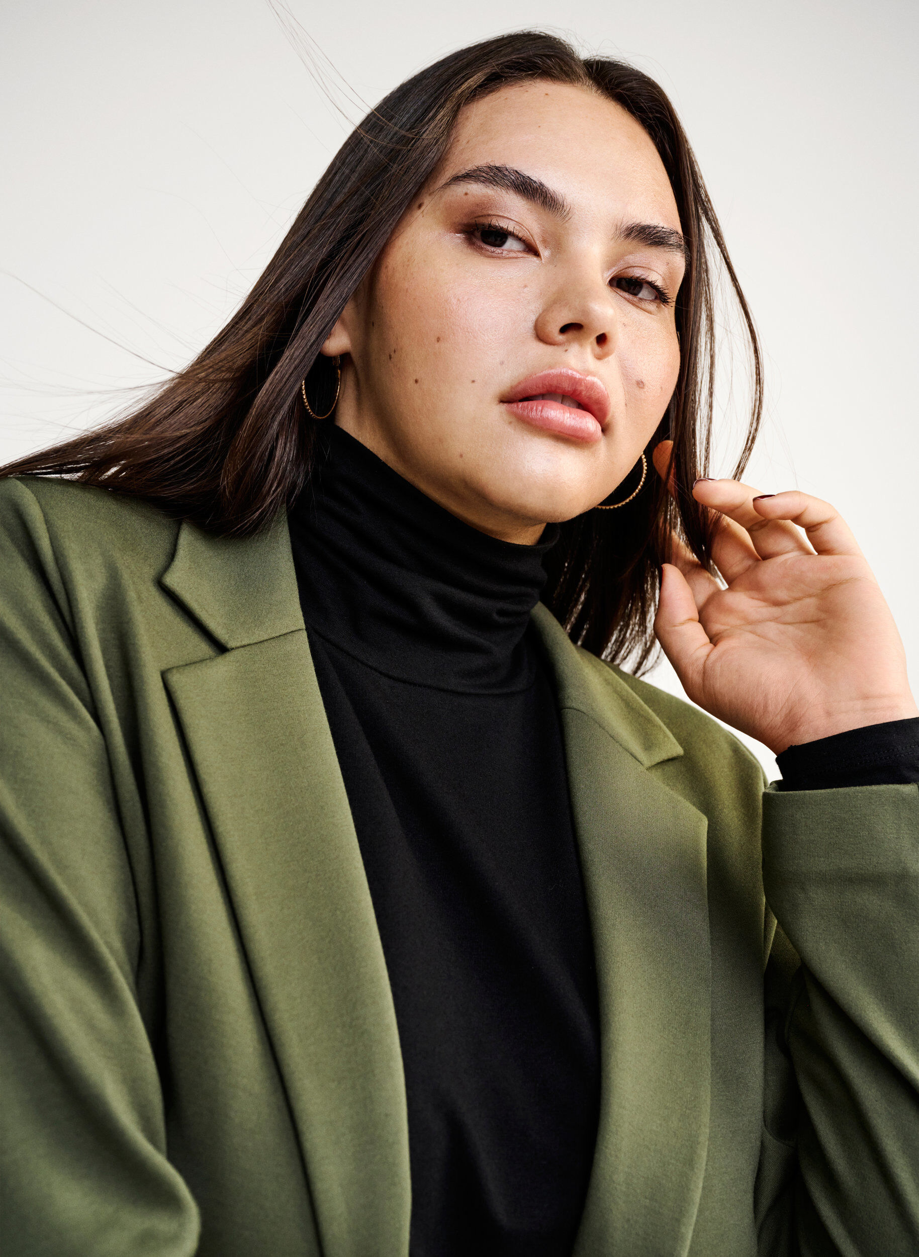 Zizzi Enkel blazer med knaplukning, Gr&oslash;n, Image image number 0