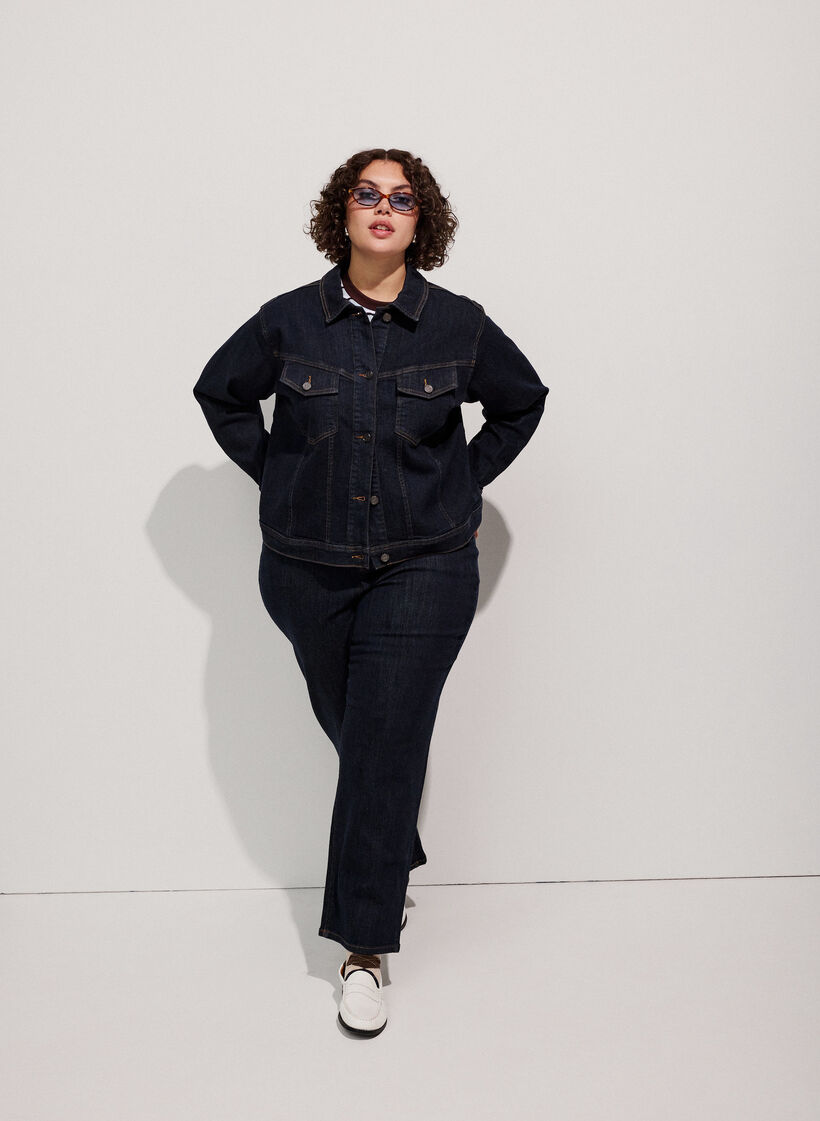 Straight fit Kiana jeans med h&oslash;j talje, Bl&aring;, Model image number 1