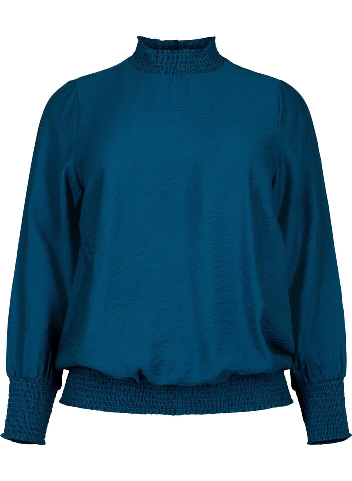 Smockbluse i viskose, Reflecting Pond, Packshot image number 0