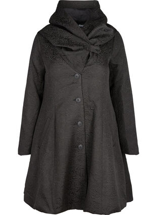 Jacquard vævet jakke med hætte, Black, Packshot image number 0