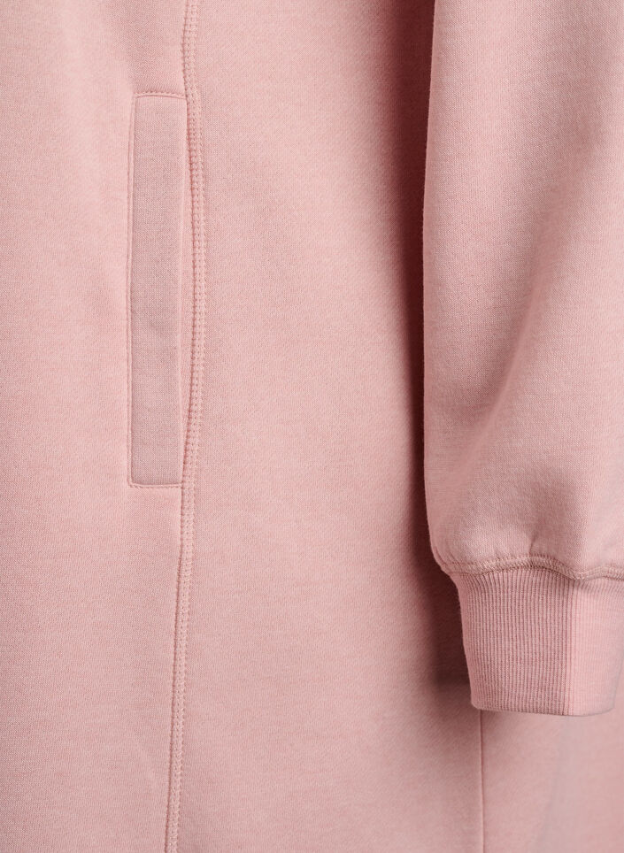 Kort sweatkjole med h&oslash;j krave og lommer, Lyser&oslash;d, Packshot image number 3