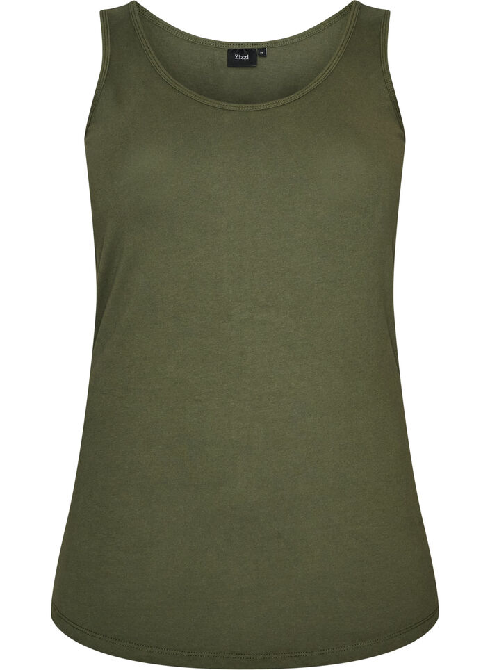 Ensfarvet basis top i bomuld, Gr&oslash;n, Packshot image number 0