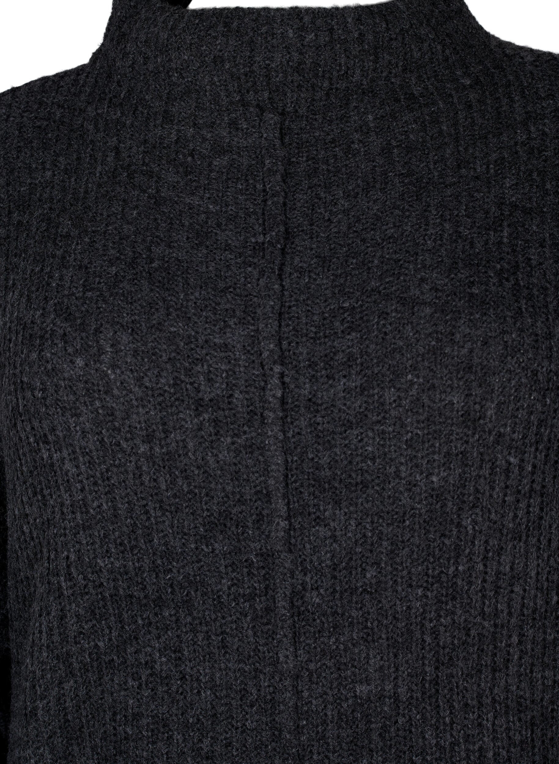 ZizziLang oversize strikkjole med slids, Gr&aring;, Packshot image number 2
