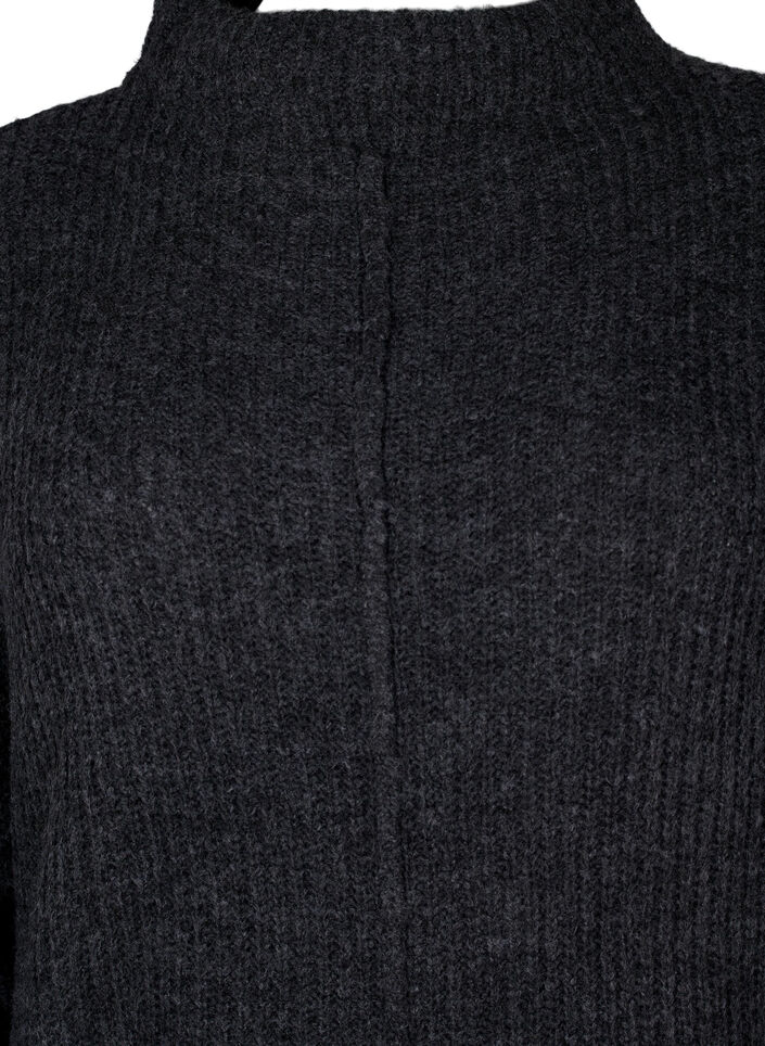 Lang oversize strikkjole med slids, Gr&aring;, Packshot image number 2