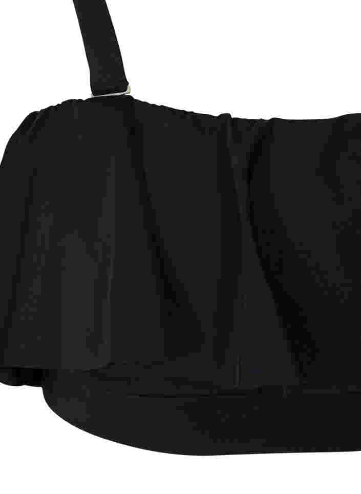 One-shoulder bikini top med flæser , Black, Packshot image number 2