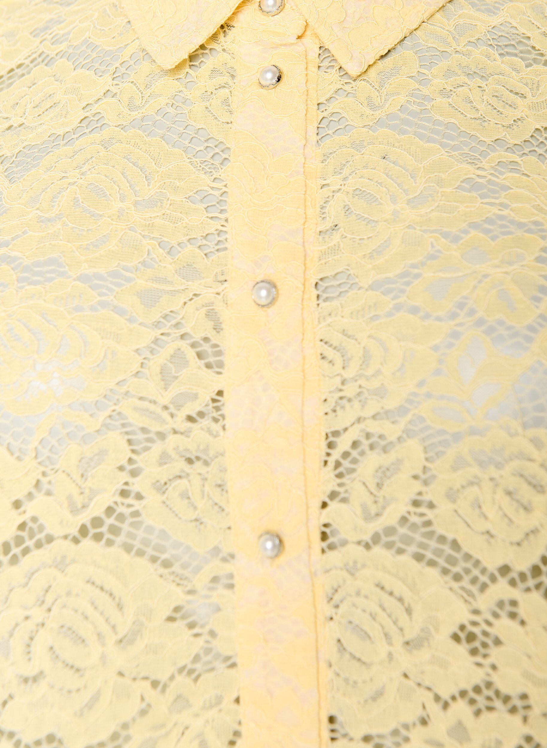ZizziSkjortebluse i blonde med perleknapper, Gul, Packshot image number 2