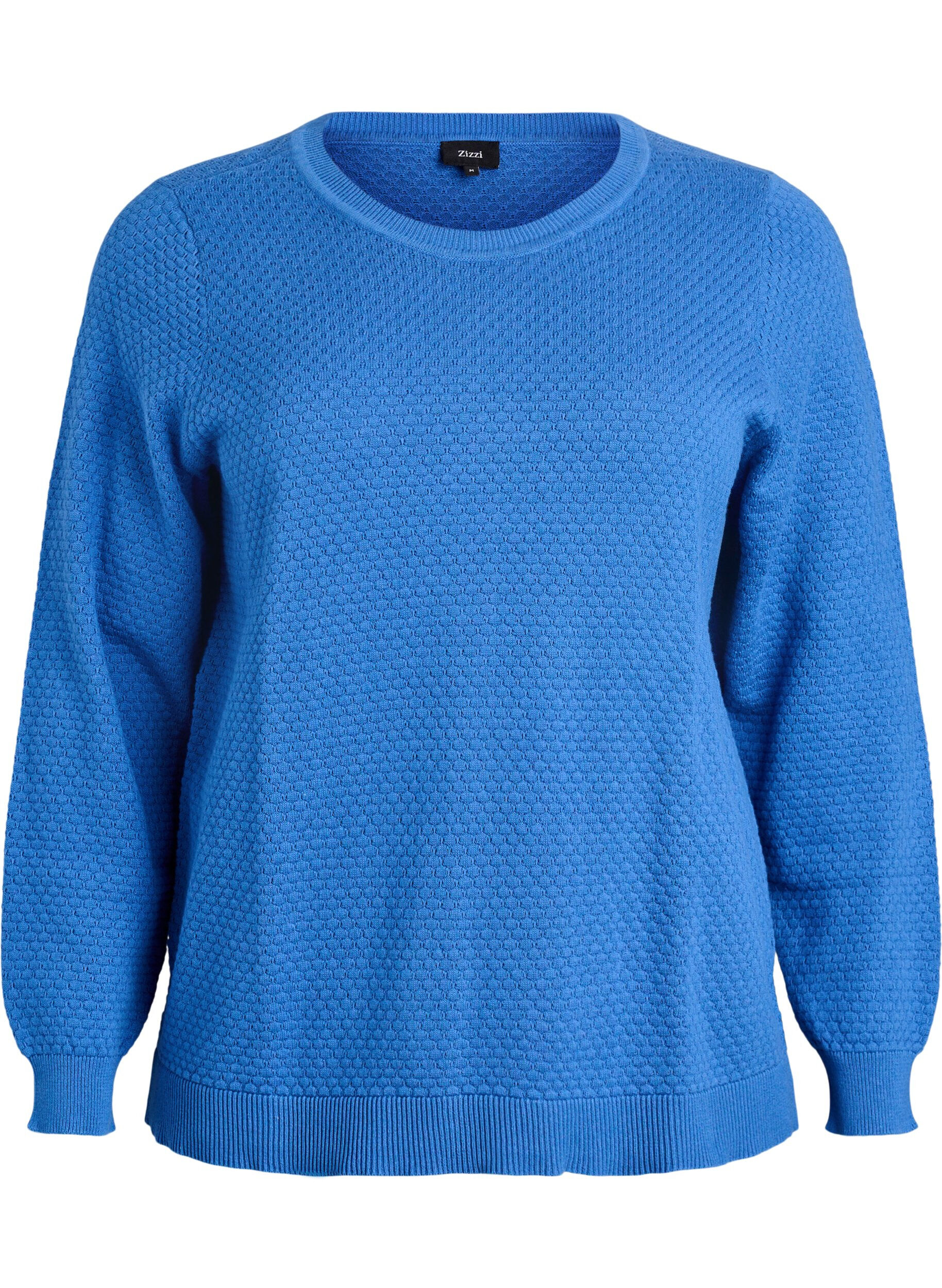 Strikbluse i bomuld med strukturm&oslash;nster