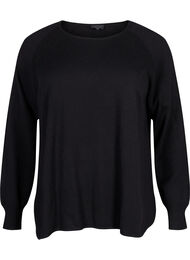 Strikbluse med raglanærmer, Black