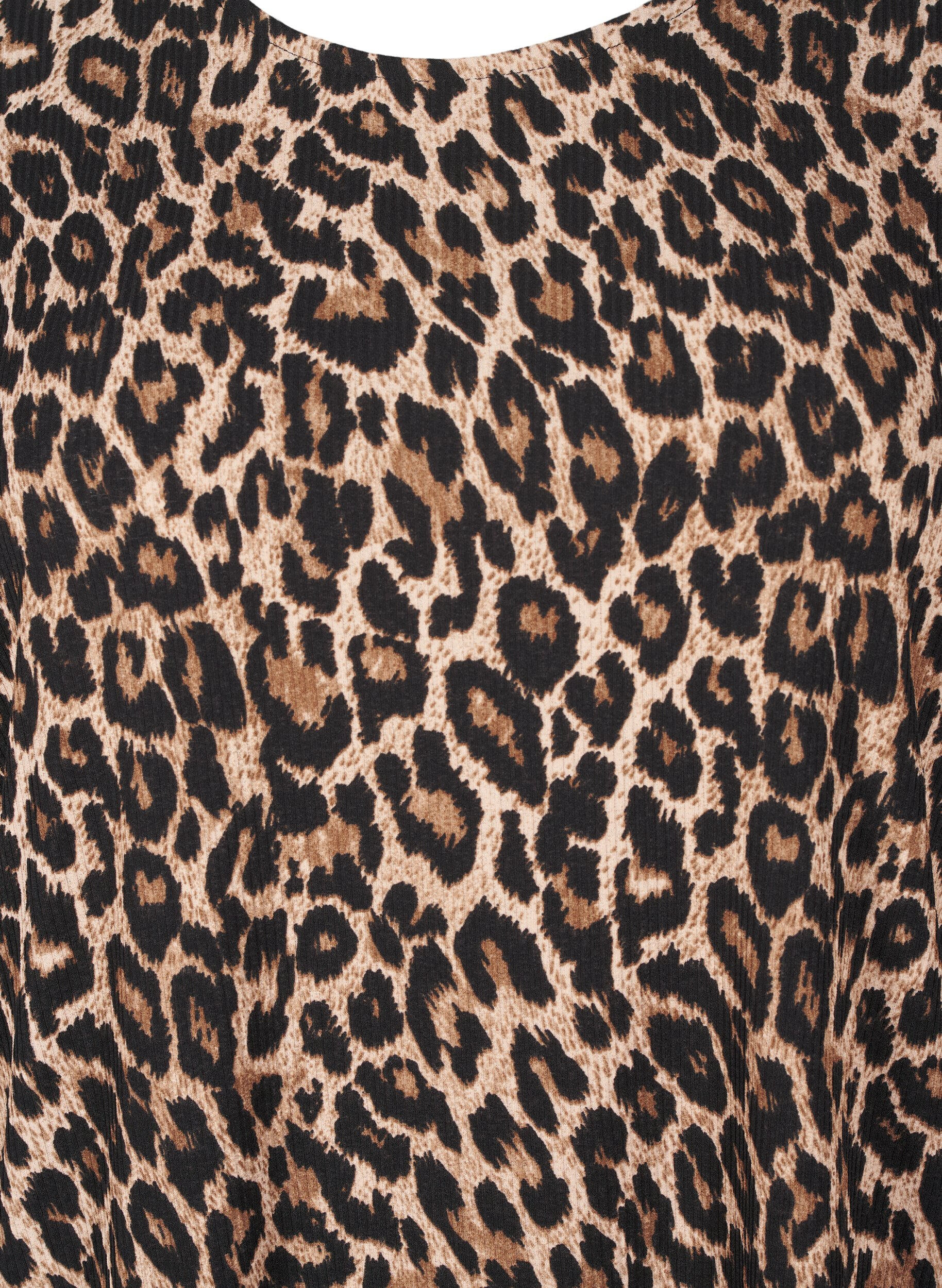 Zizzi Bluse med lange &aelig;rmer og leoprint, Brun, Packshot image number 2