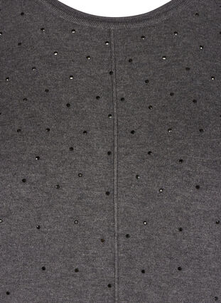 Strikbluse med detaljer, Dark Grey Melange, Packshot image number 2
