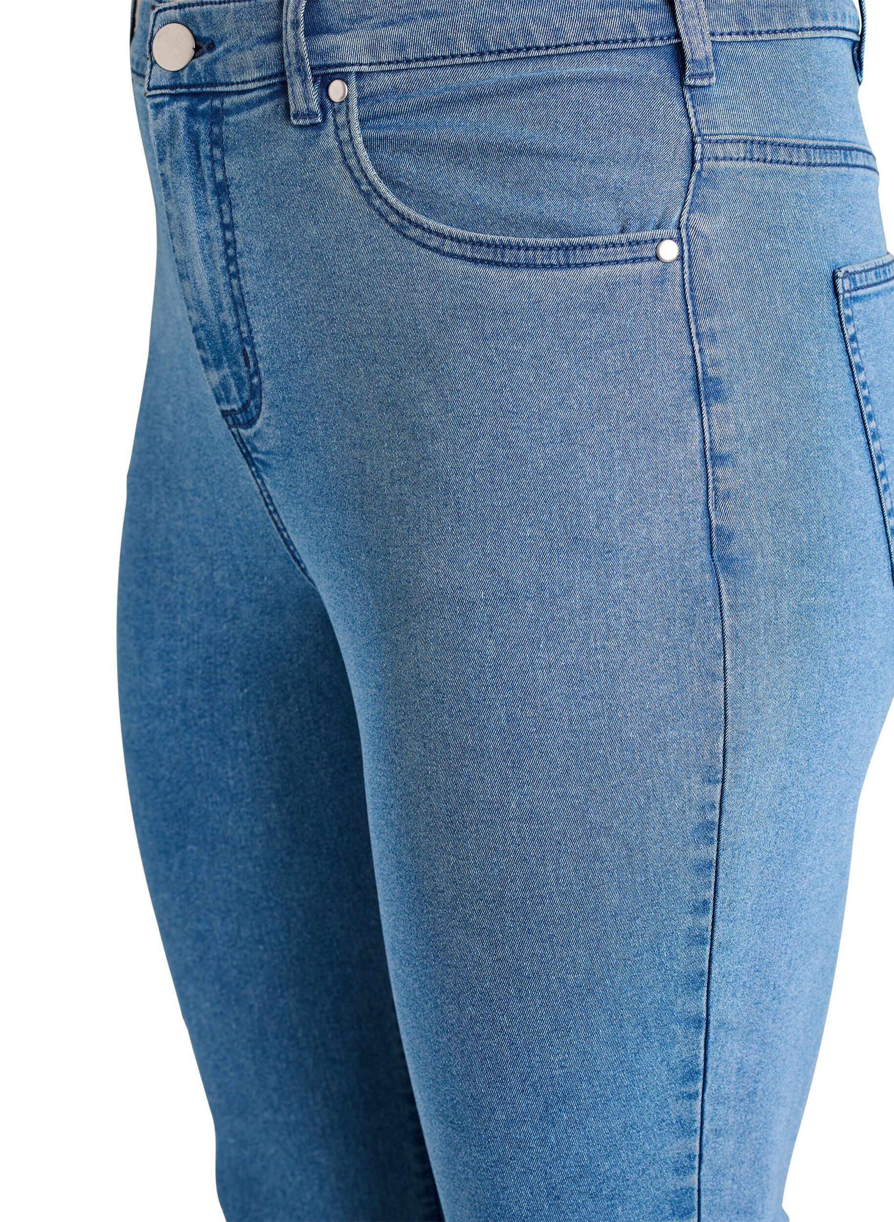 Zizzi Amy jeans med h&oslash;j talje og super slim fit, Bl&aring;, Packshot image number 2