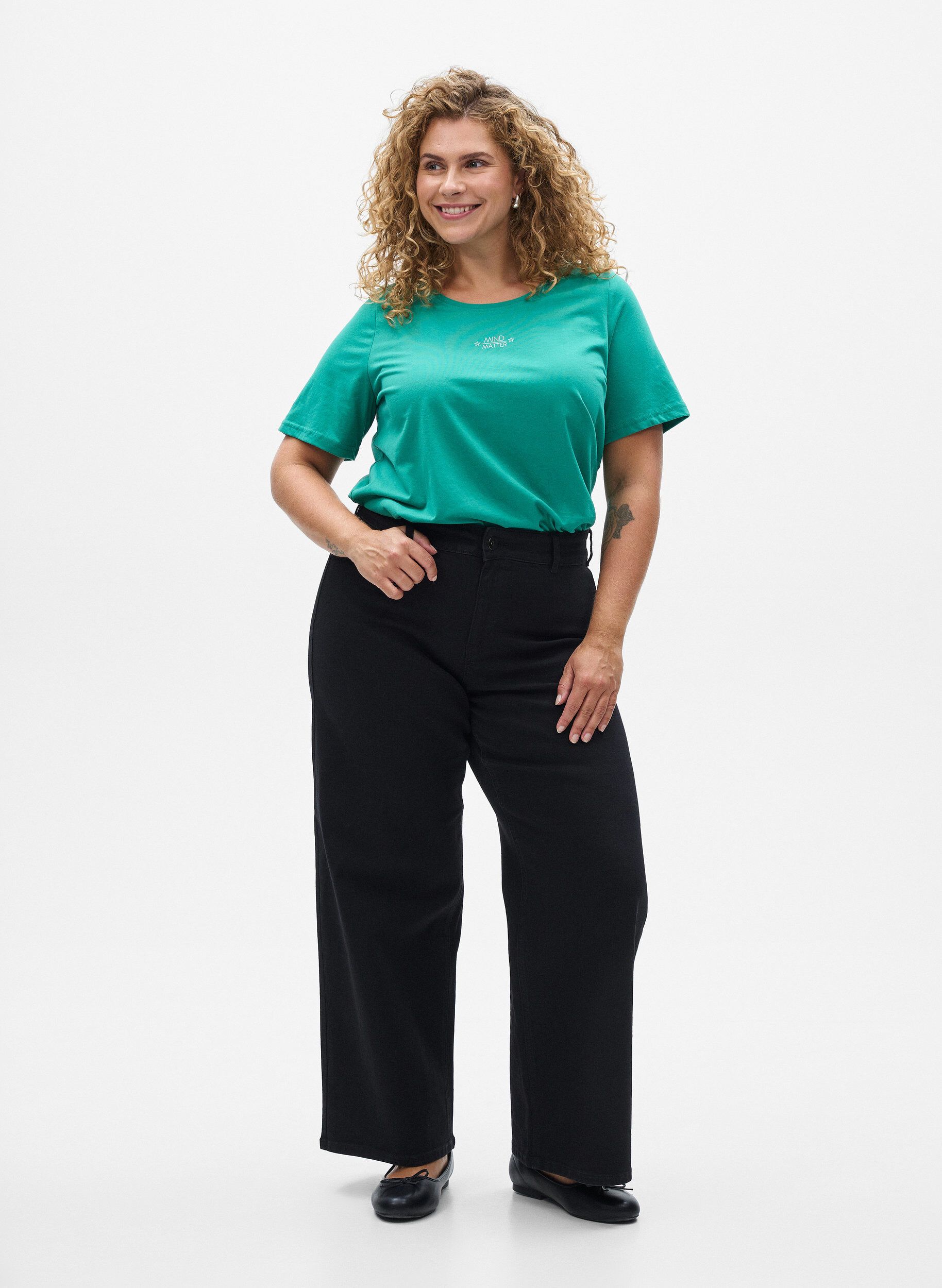 Zizzi FLASH - T-shirt med motiv, Gr&oslash;n, Model image number 1