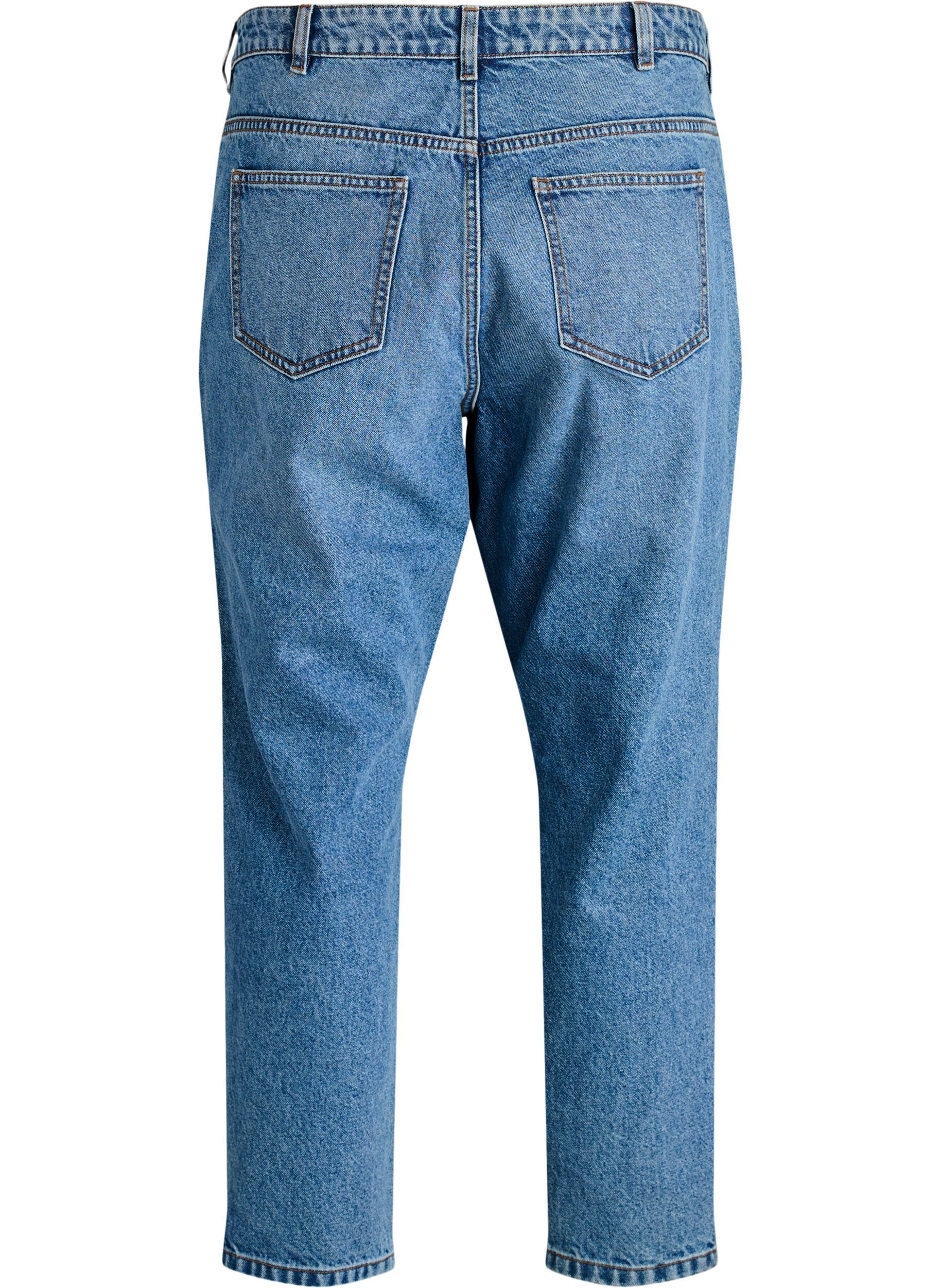 ZizziMille mom fit jeans med h&oslash;j talje, Bl&aring;, Packshot image number 1