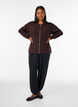 Strik cardigan med lynl&aring;s, Brun, Model image number 1
