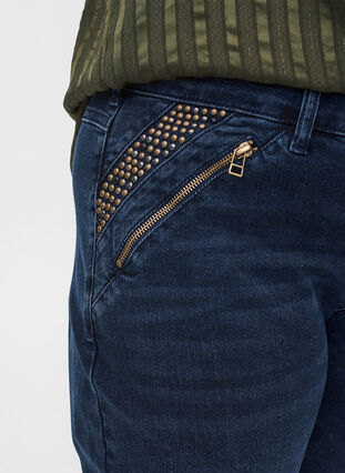 Slim fit Emily jeans med nitter, Dark blue, Model image number 2